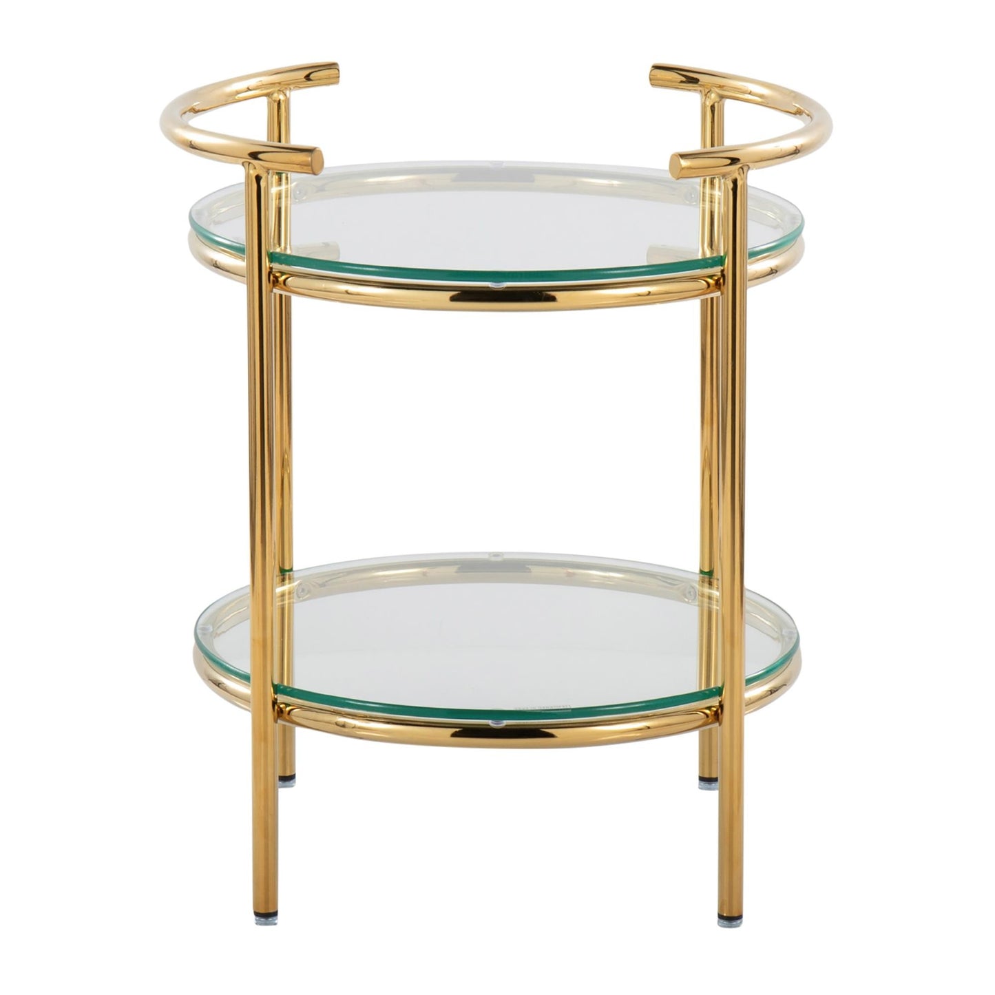 Rhonda Contemporary/Glam Side Table in Gold Metal and Clear Glass