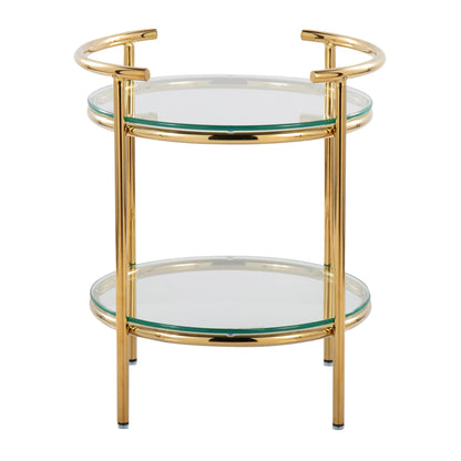 Rhonda Contemporary/Glam Side Table in Gold Metal and Clear Glass