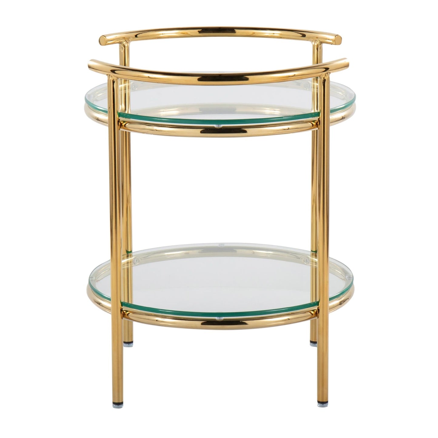 Rhonda Contemporary/Glam Side Table in Gold Metal and Clear Glass