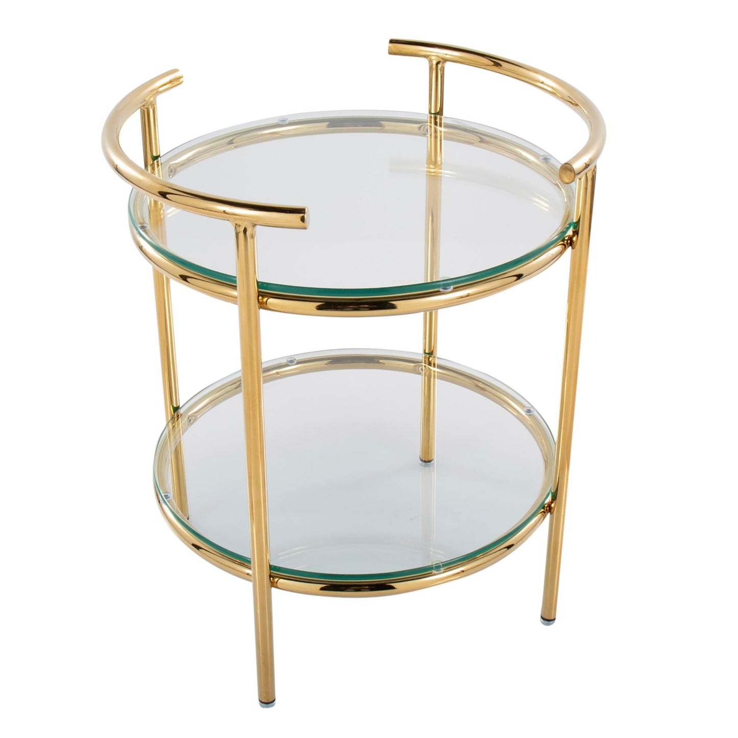 Rhonda Contemporary/Glam Side Table in Gold Metal and Clear Glass