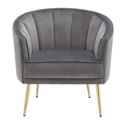 Tania Contemporary/Glam Accent Chair in Gold Metal and Black Velvet