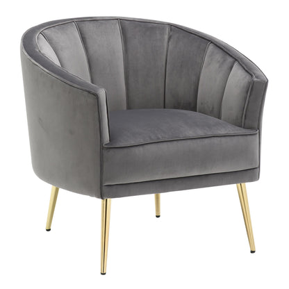 Tania Contemporary/Glam Accent Chair in Gold Metal and Black Velvet