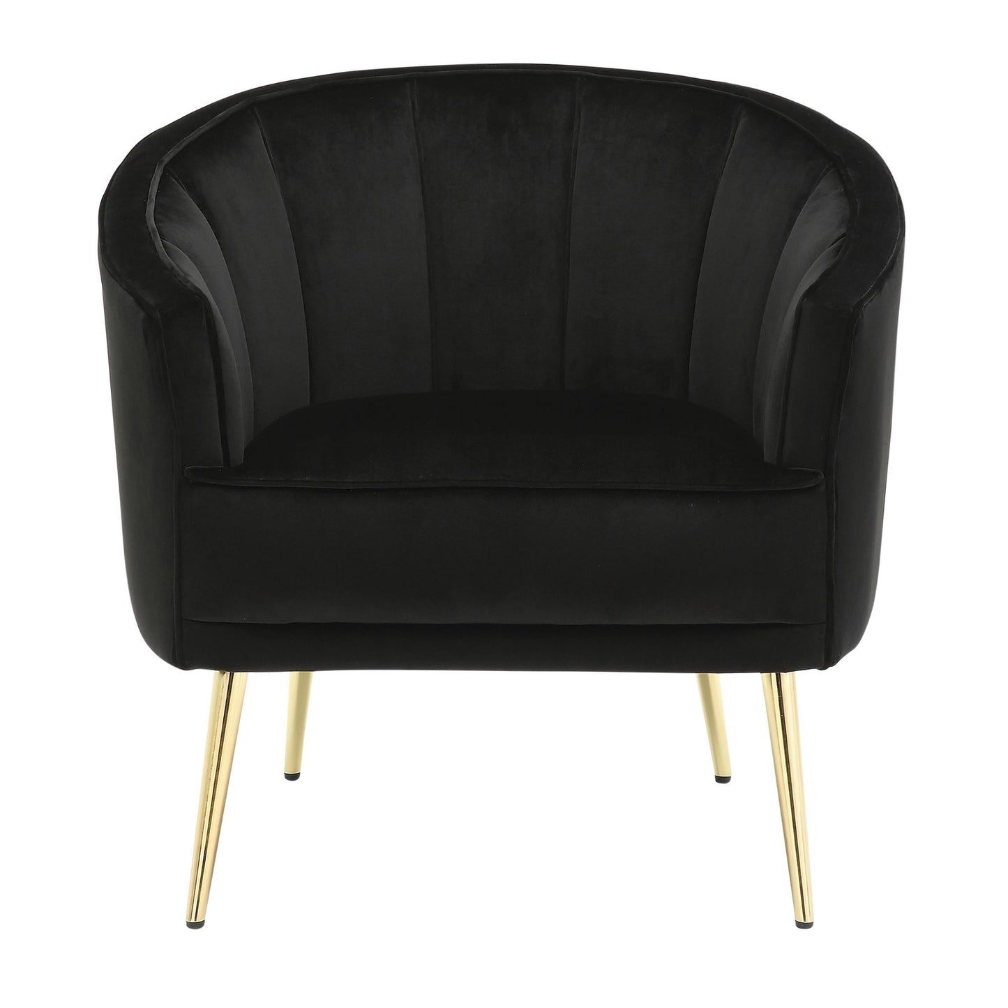 Tania Contemporary/Glam Accent Chair in Gold Metal and Black Velvet