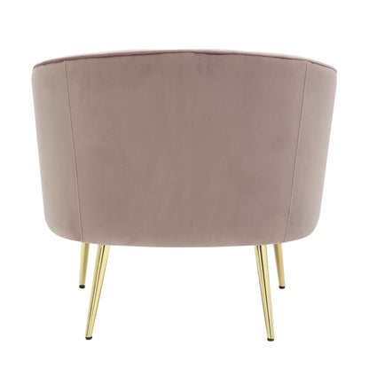 Tania Contemporary/Glam Accent Chair in Gold Metal and Black Velvet