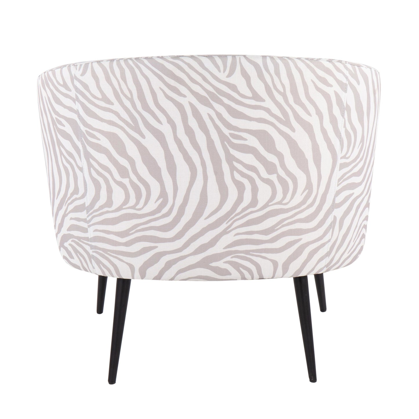 Tania Contemporary/glam Accent Chair in Black Steel and Light Green Zebra Fabric