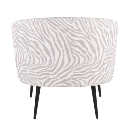 Tania Contemporary/glam Accent Chair in Black Steel and Light Green Zebra Fabric