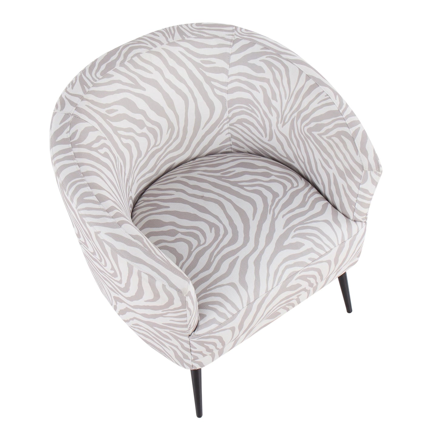 Tania Contemporary/glam Accent Chair in Black Steel and Light Green Zebra Fabric