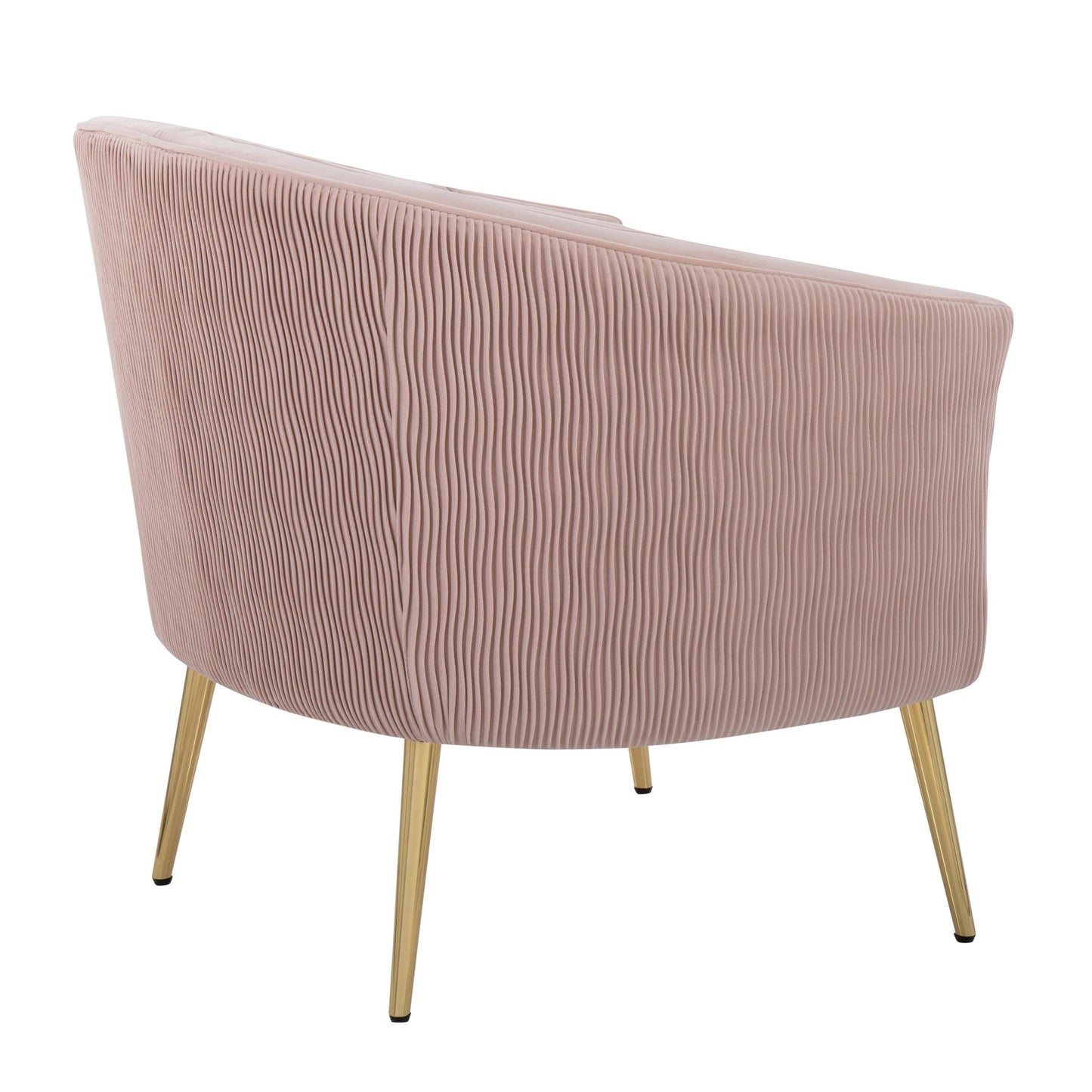 Tania Pleated Waves Contemporary/Glam Accent Chair in Gold Steel and Light Blue Velvet