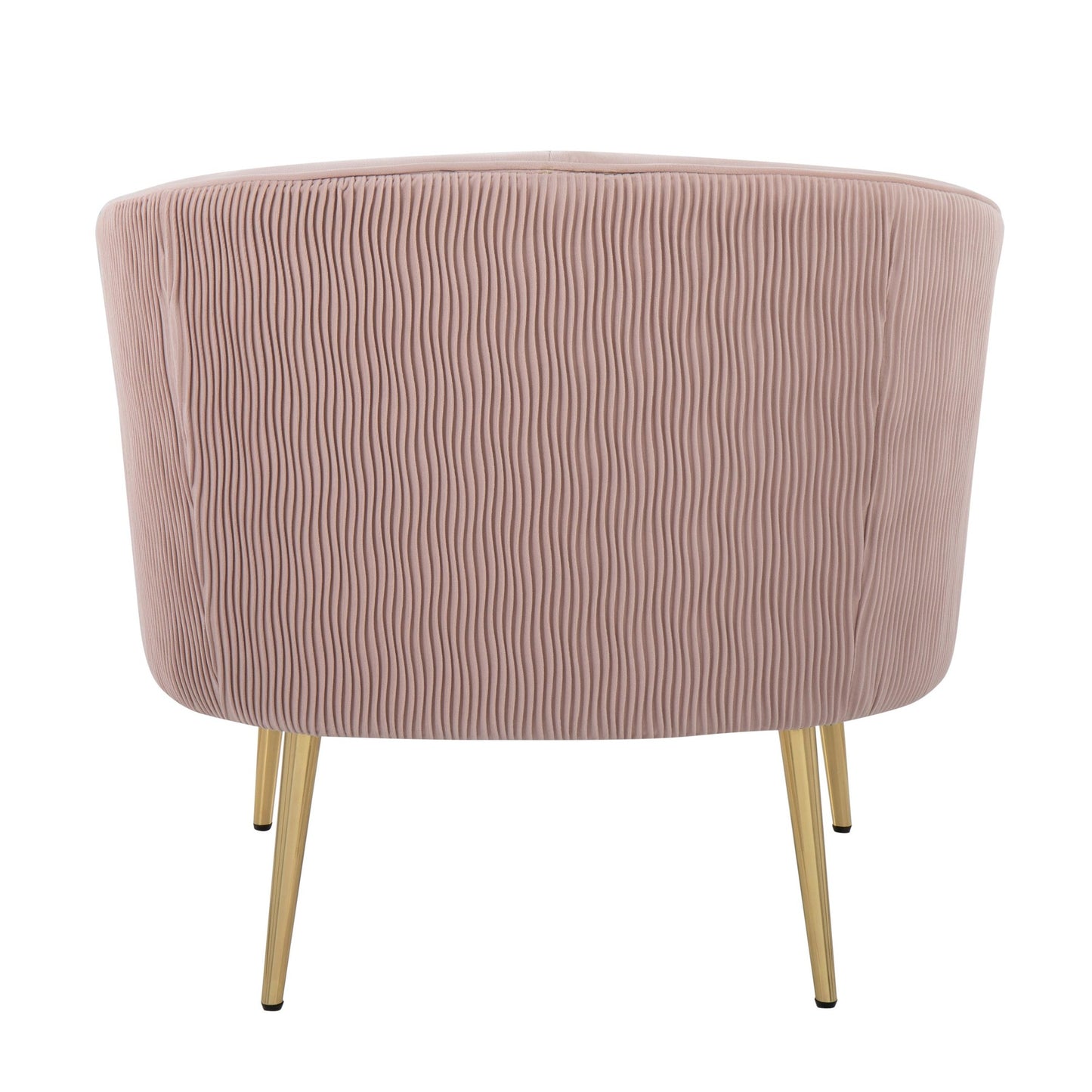 Tania Pleated Waves Contemporary/Glam Accent Chair in Gold Steel and Light Blue Velvet