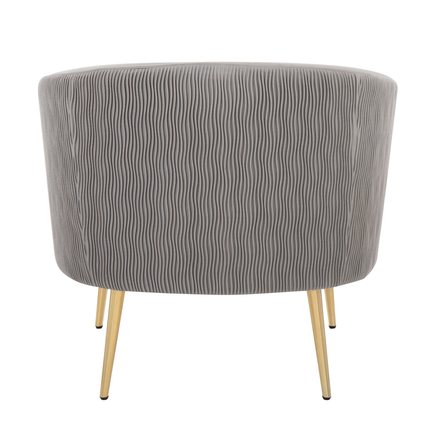 Tania Pleated Waves Contemporary/Glam Accent Chair in Gold Steel and Light Blue Velvet