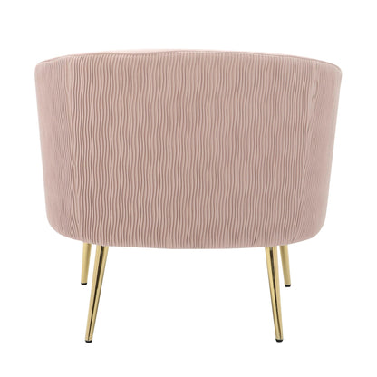 Tania Pleated Waves Contemporary/Glam Accent Chair in Gold Steel and Light Blue Velvet