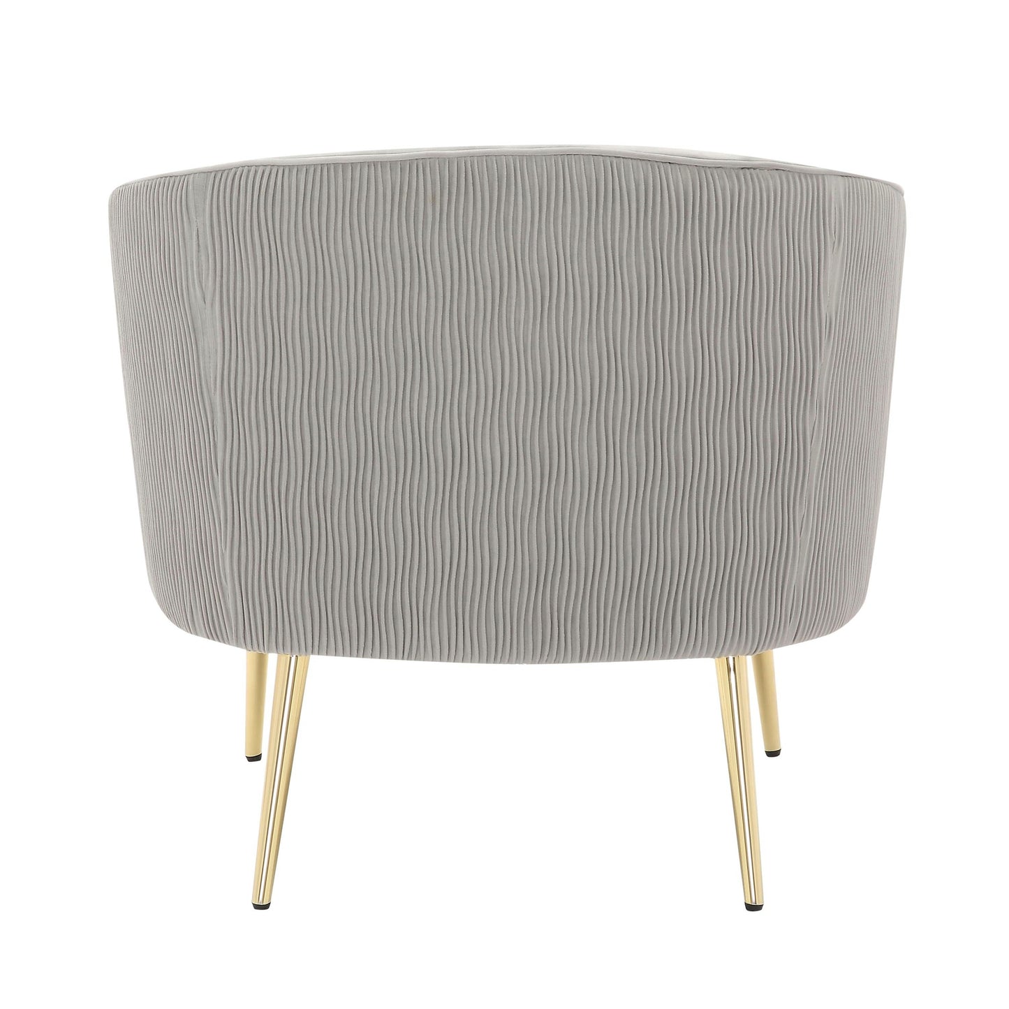 Tania Pleated Waves Contemporary/Glam Accent Chair in Gold Steel and Light Blue Velvet