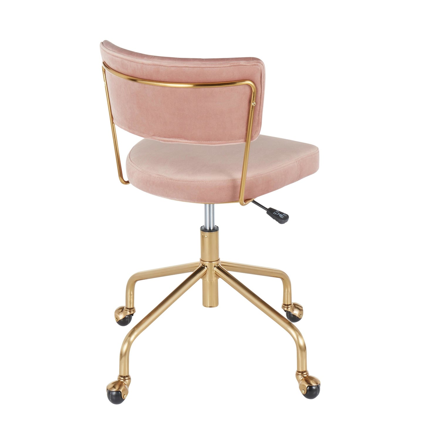 Tania Contemporary Task Chair in Gold Metal and Black Velvet