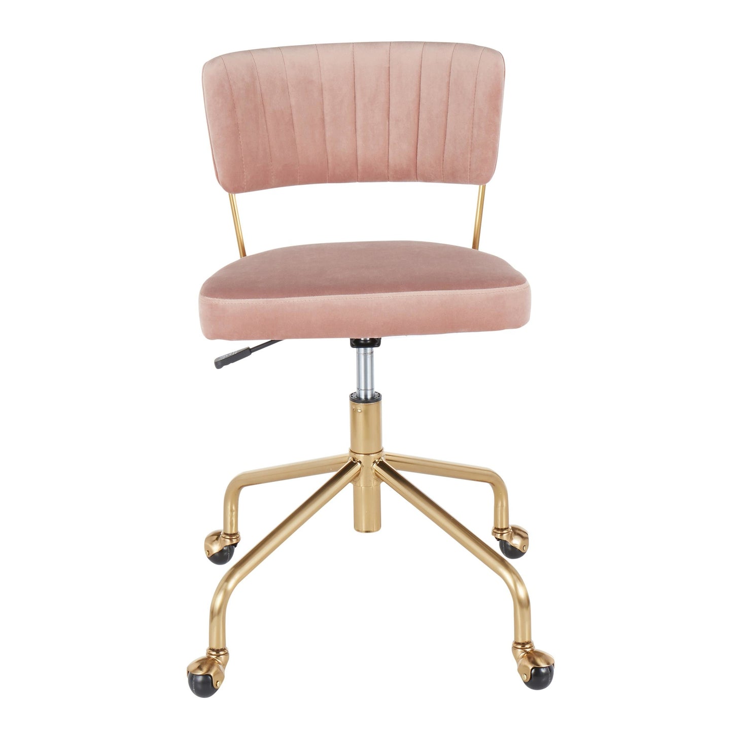 Tania Contemporary Task Chair in Gold Metal and Black Velvet