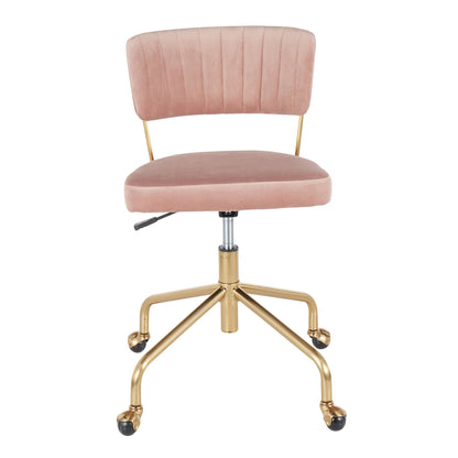 Tania Contemporary Task Chair in Gold Metal and Black Velvet