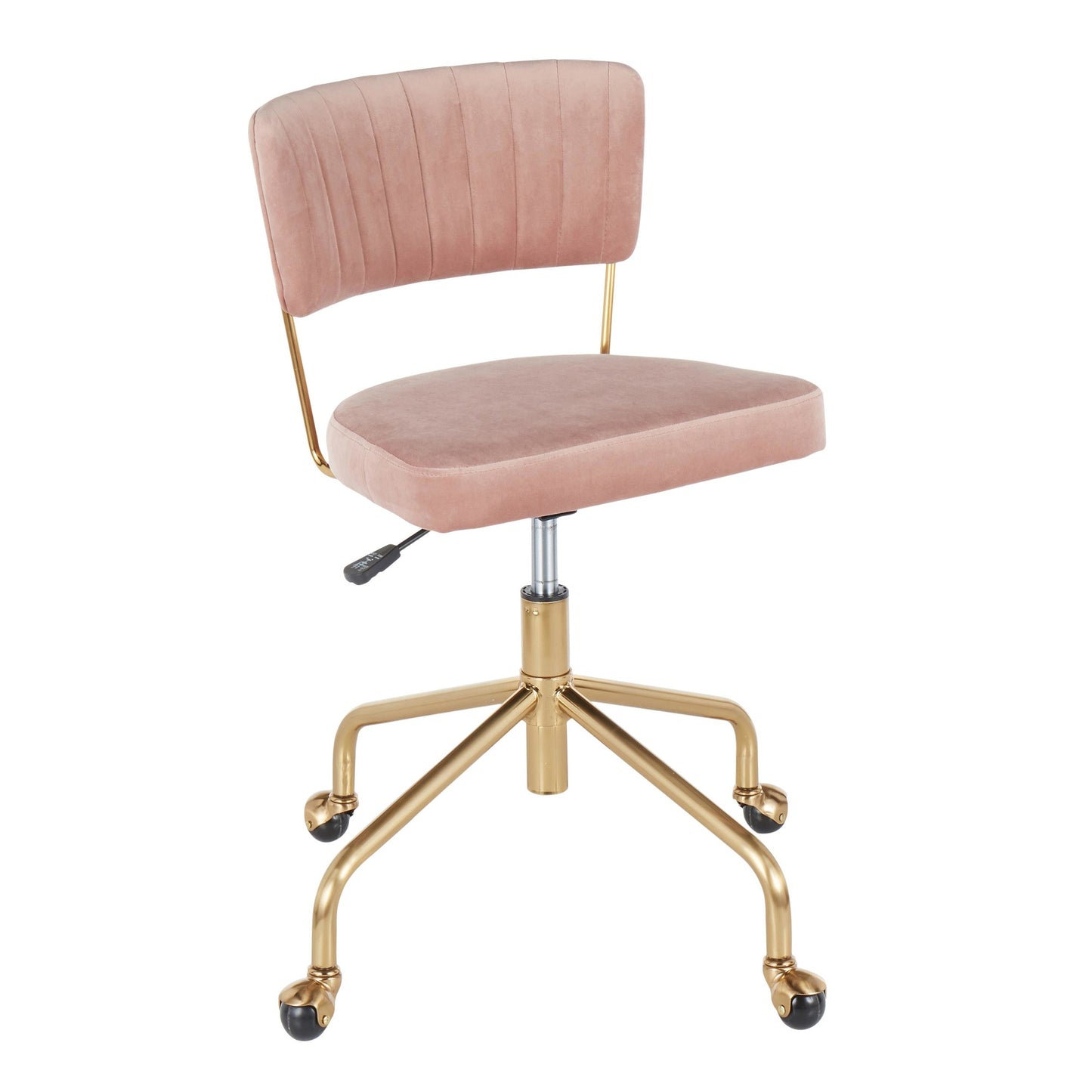 Tania Contemporary Task Chair in Gold Metal and Black Velvet