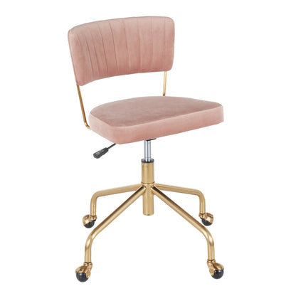 Tania Contemporary Task Chair in Gold Metal and Black Velvet