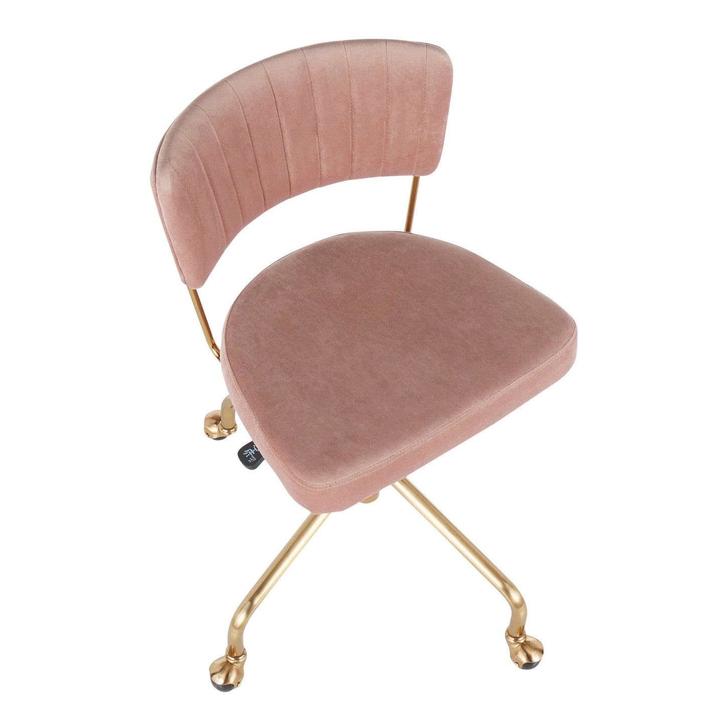 Tania Contemporary Task Chair in Gold Metal and Black Velvet