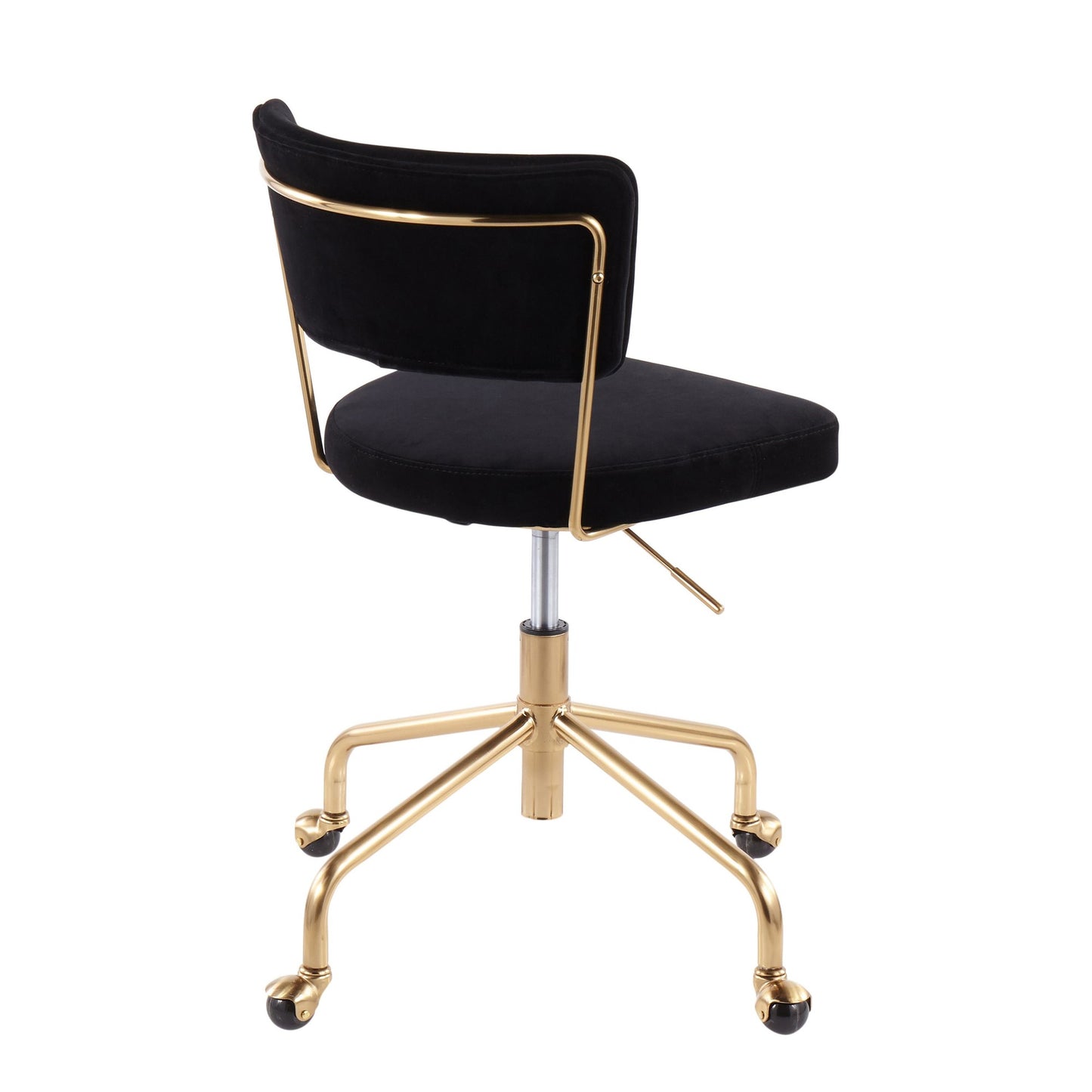 Tania Contemporary Task Chair in Gold Metal and Black Velvet
