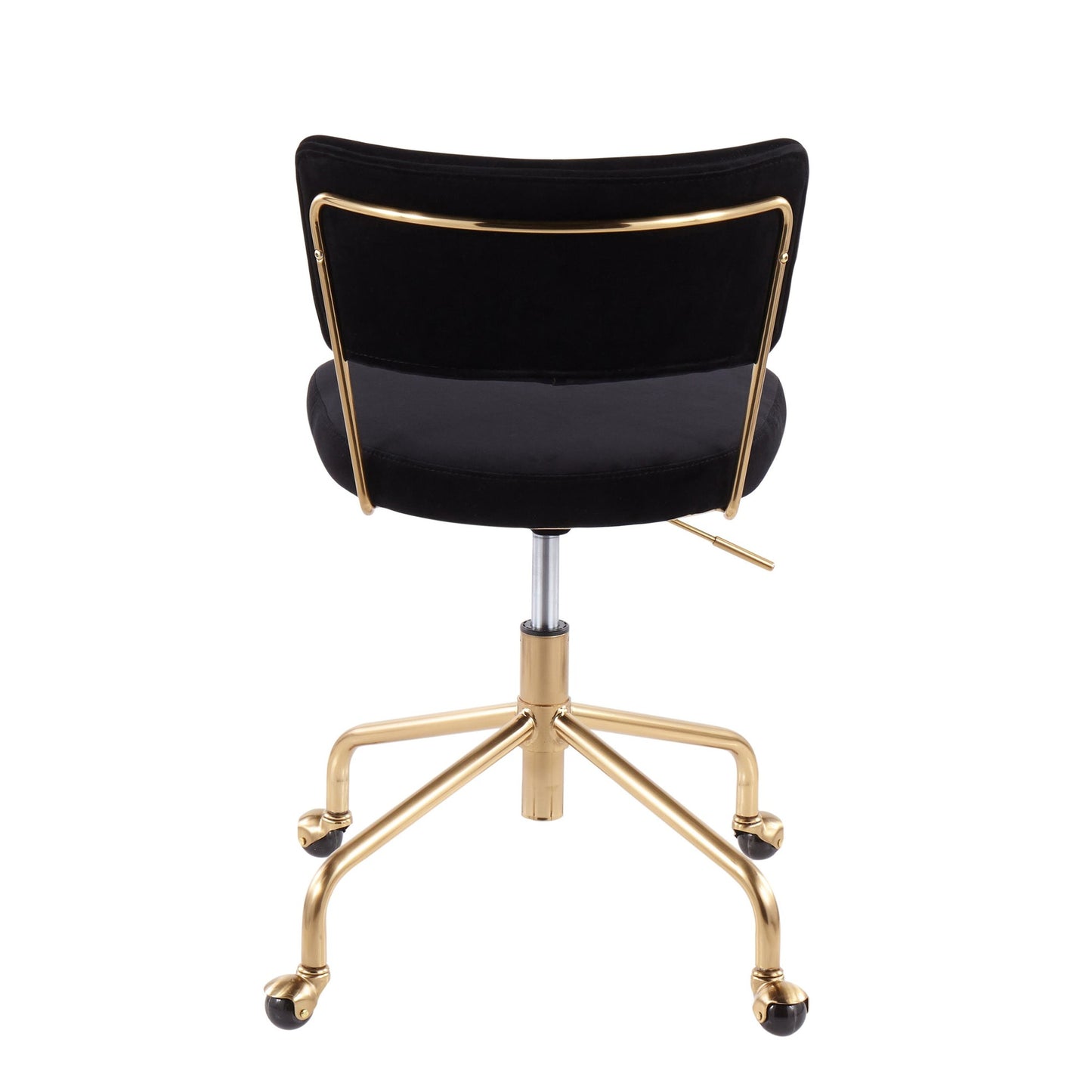 Tania Contemporary Task Chair in Gold Metal and Black Velvet