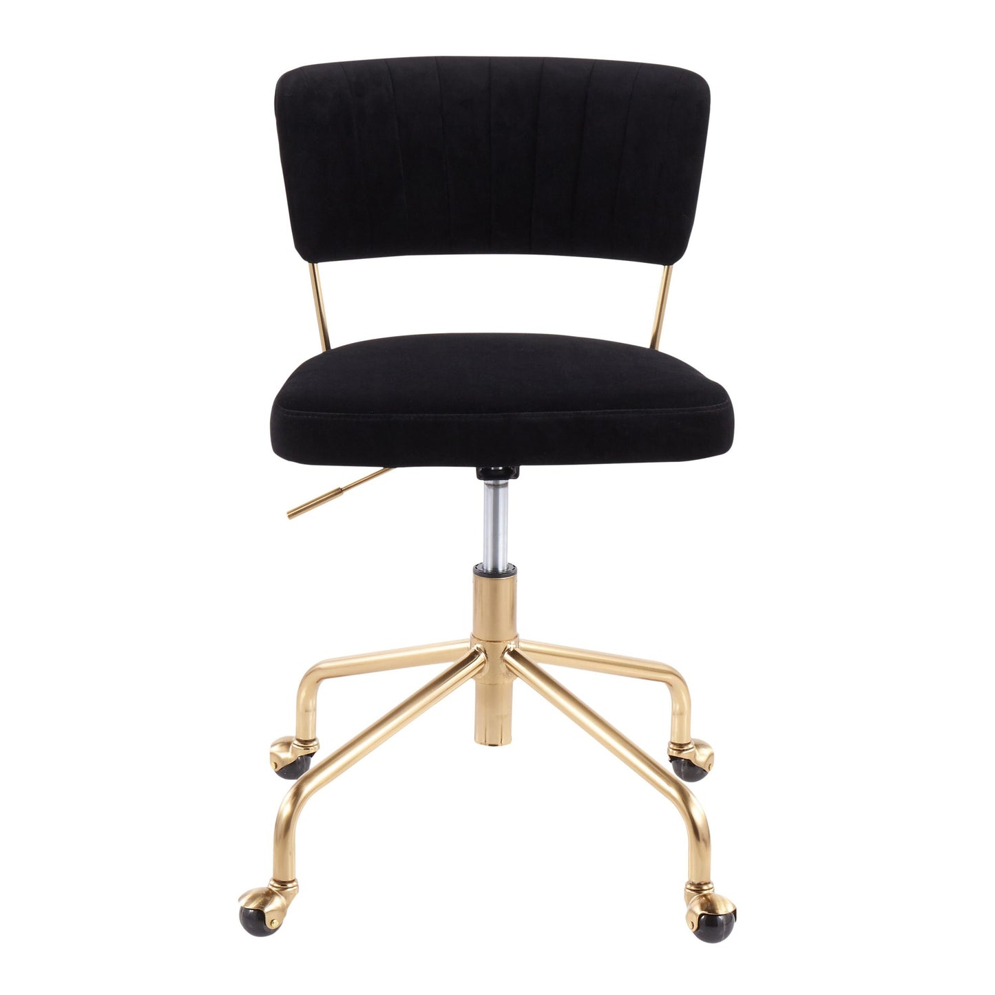 Tania Contemporary Task Chair in Gold Metal and Black Velvet