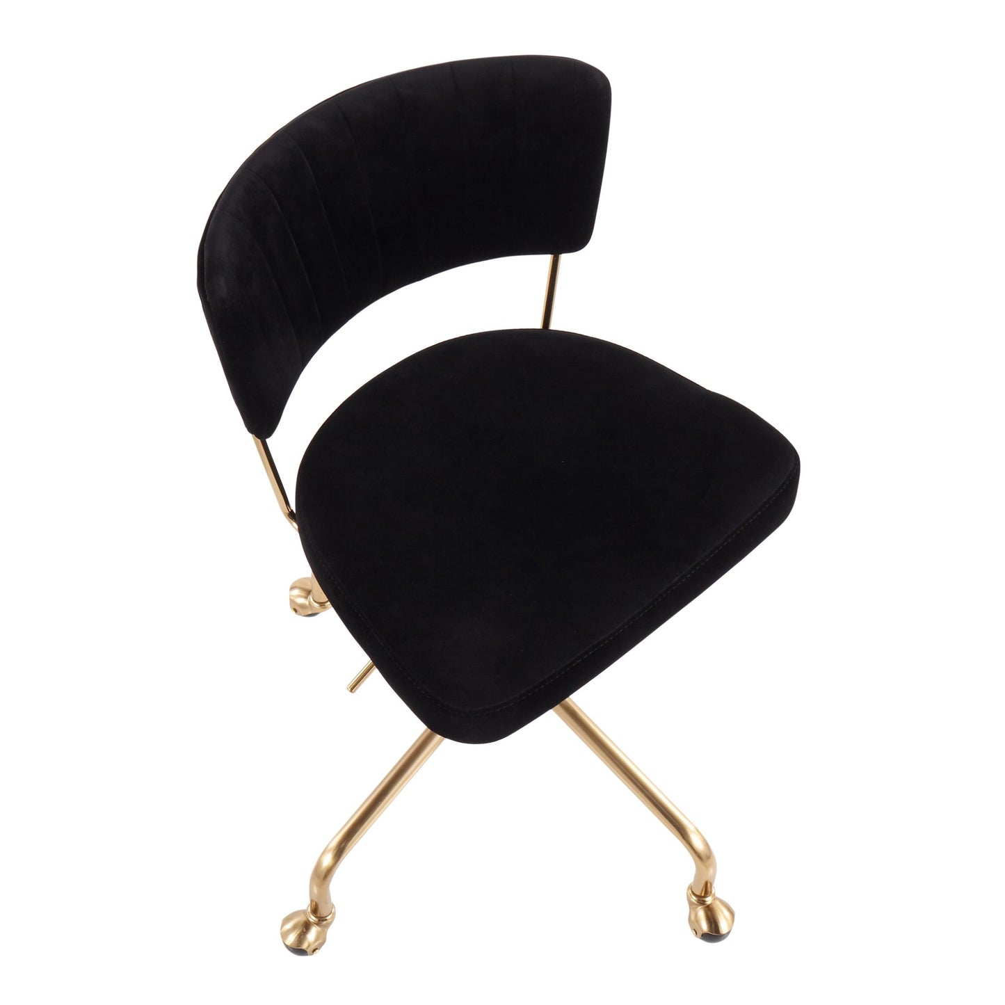 Tania Contemporary Task Chair in Gold Metal and Black Velvet