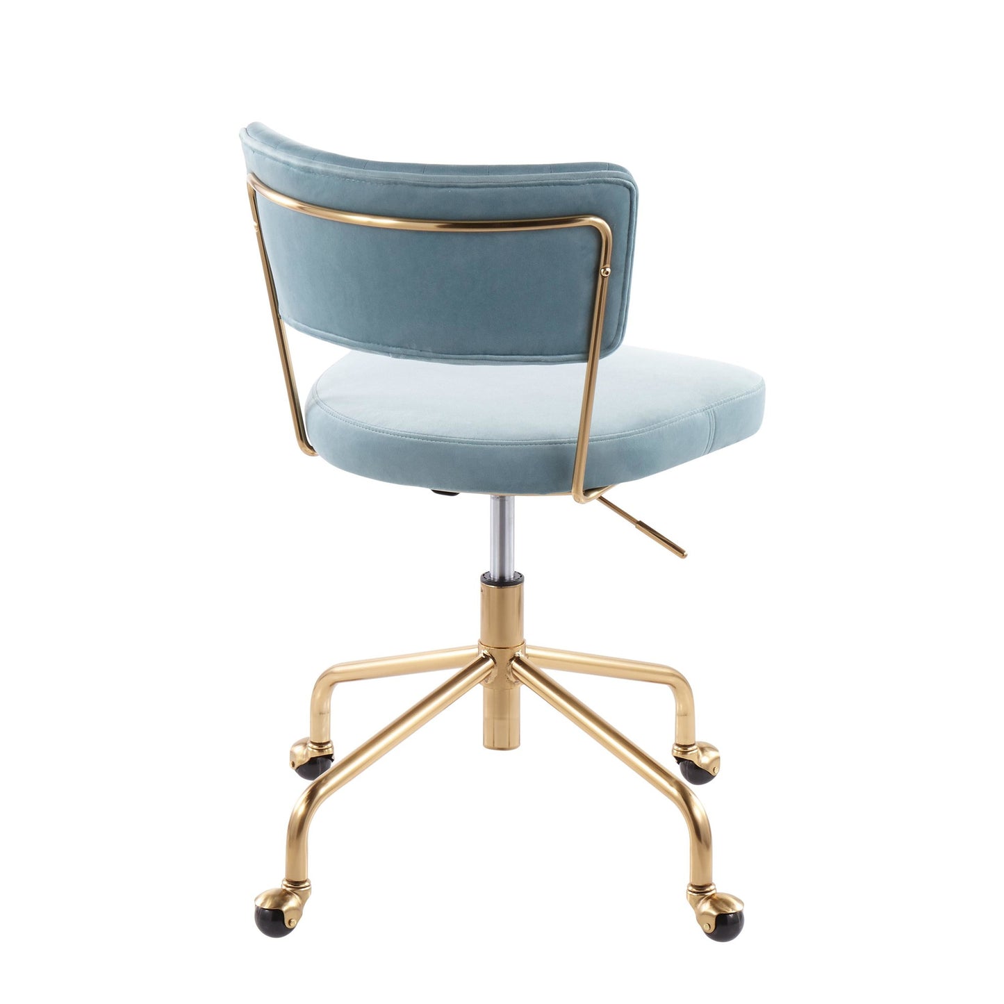 Tania Contemporary Task Chair in Gold Metal and Black Velvet