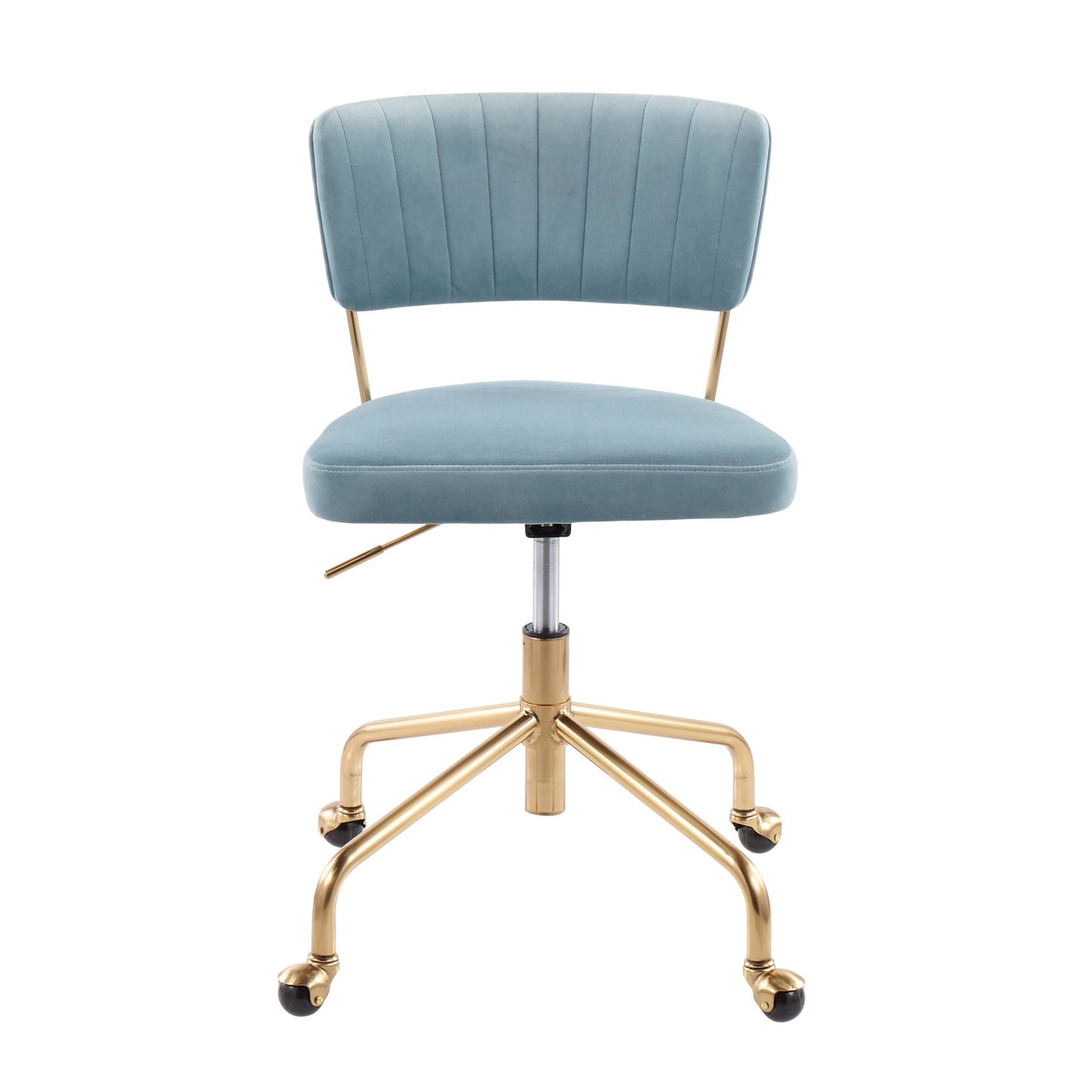 Tania Contemporary Task Chair in Gold Metal and Black Velvet