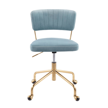 Tania Contemporary Task Chair in Gold Metal and Black Velvet