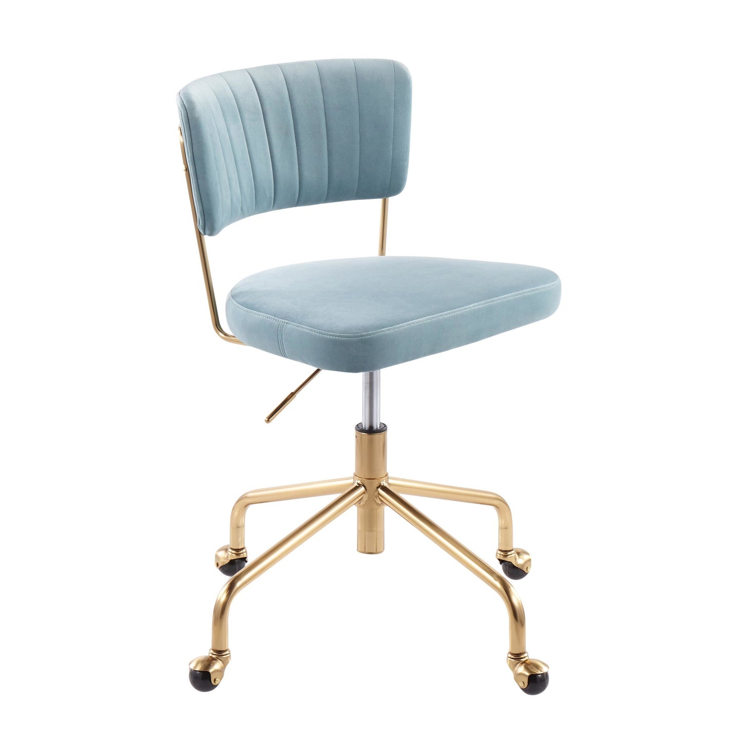Tania Contemporary Task Chair in Gold Metal and Black Velvet