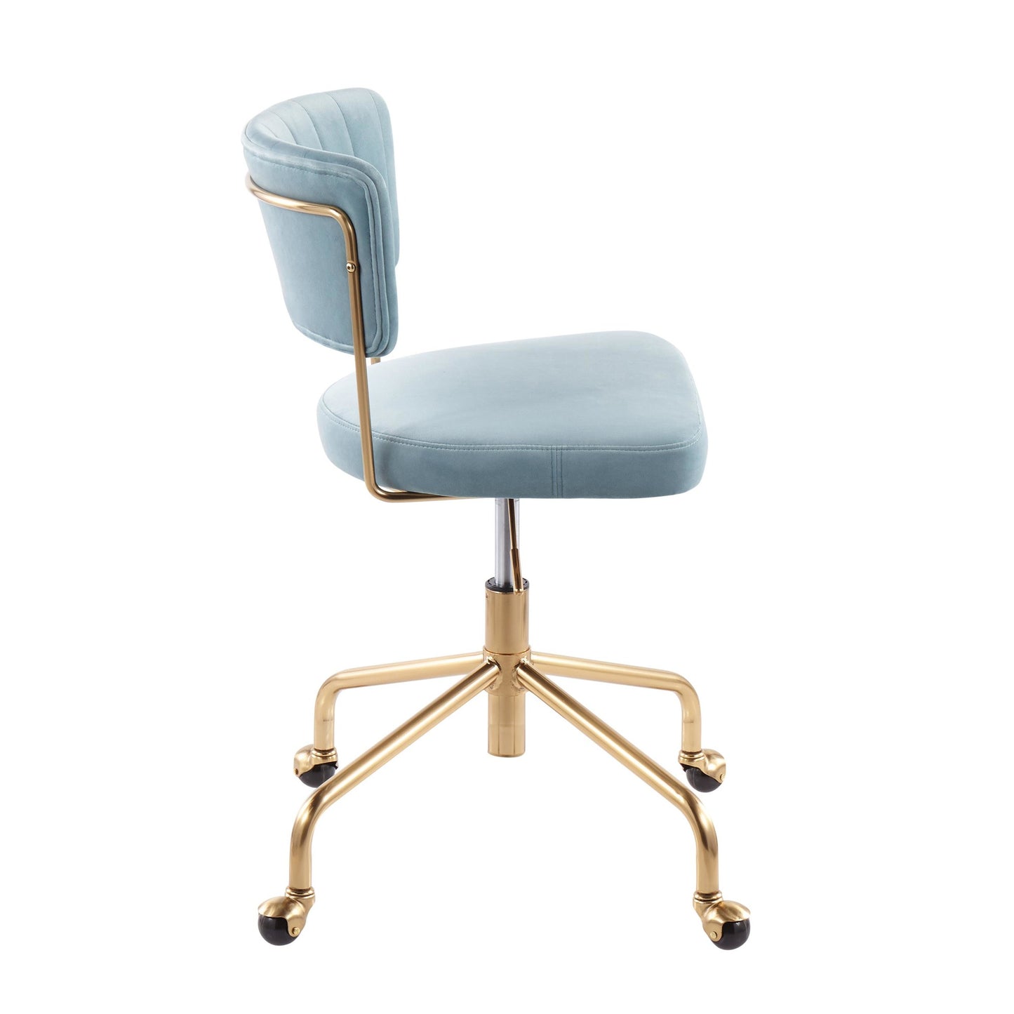 Tania Contemporary Task Chair in Gold Metal and Black Velvet