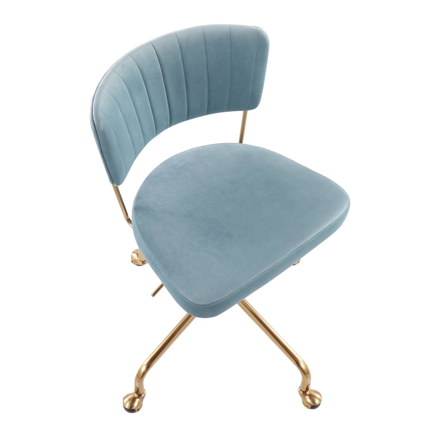 Tania Contemporary Task Chair in Gold Metal and Black Velvet