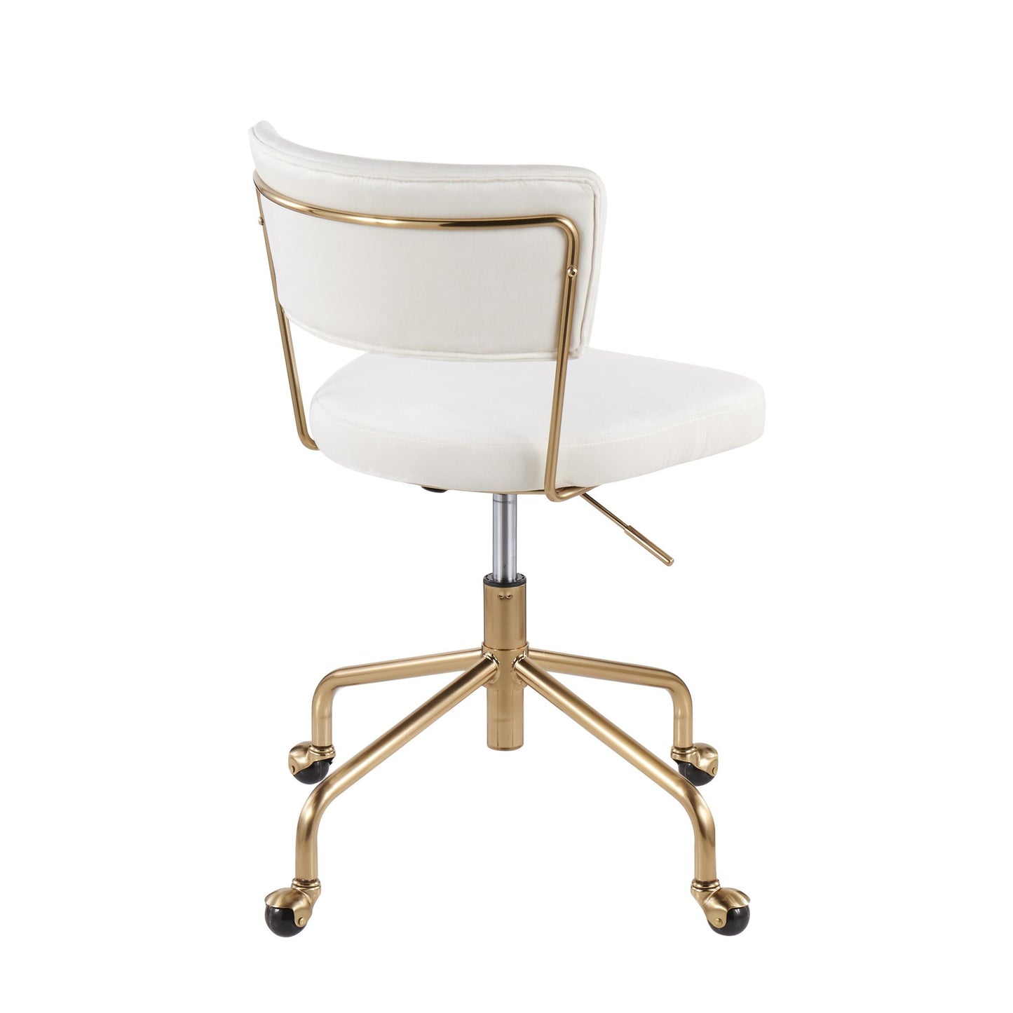 Tania Contemporary Task Chair in Gold Metal and Black Velvet