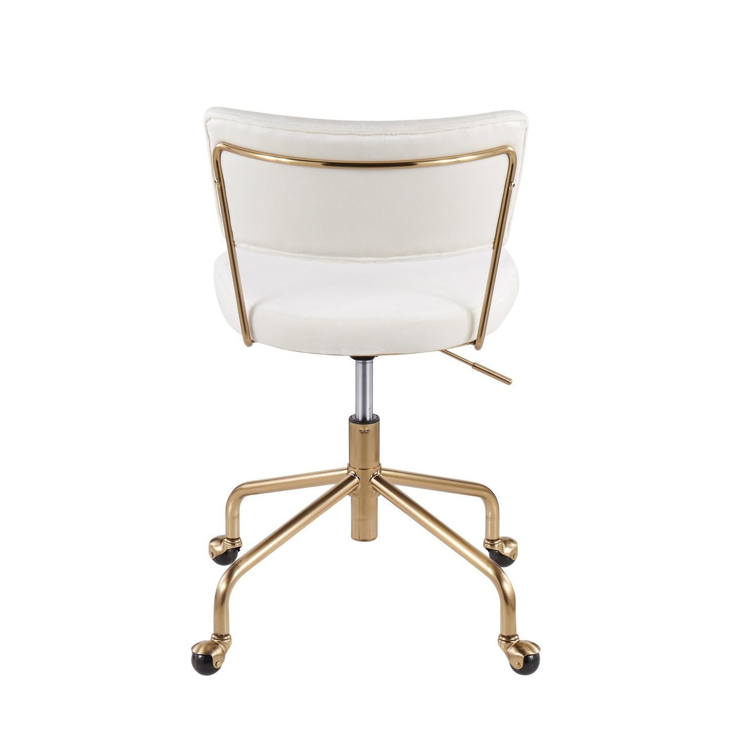 Tania Contemporary Task Chair in Gold Metal and Black Velvet