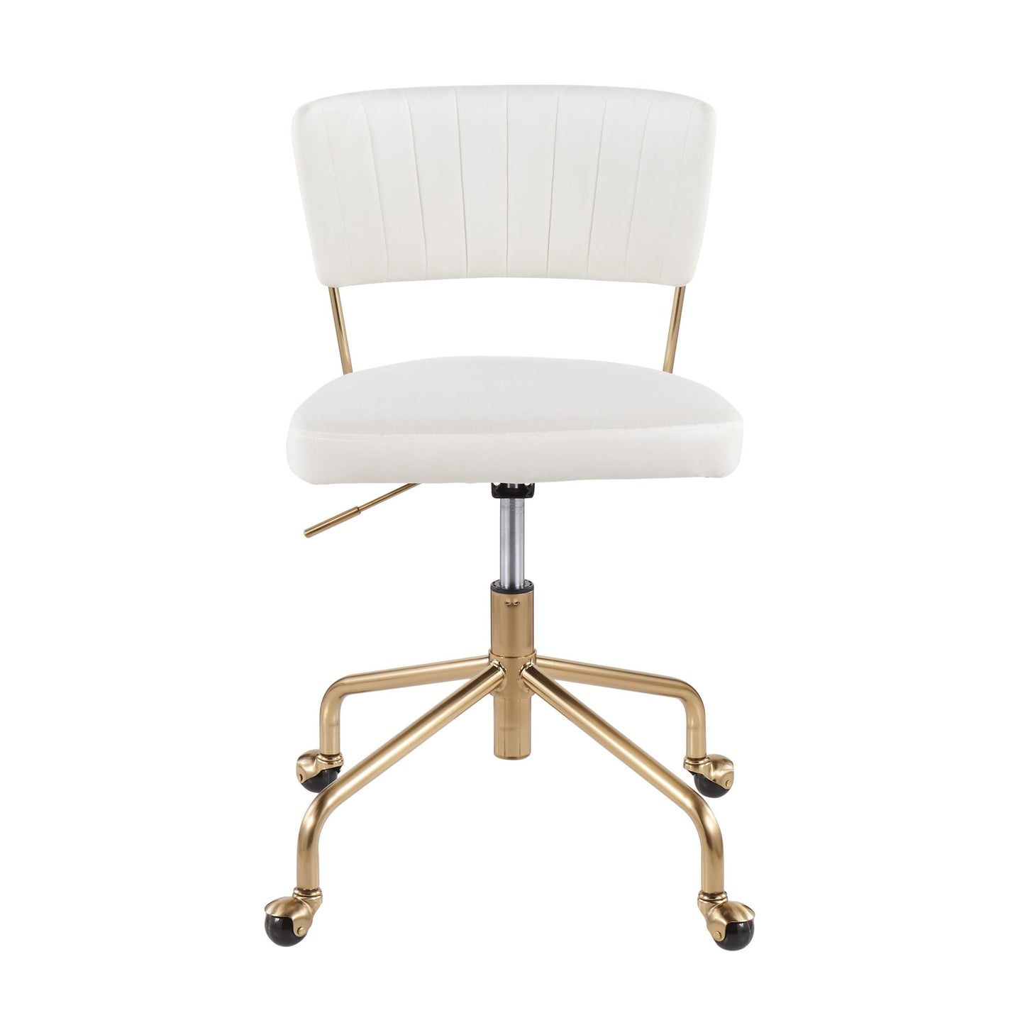 Tania Contemporary Task Chair in Gold Metal and Black Velvet
