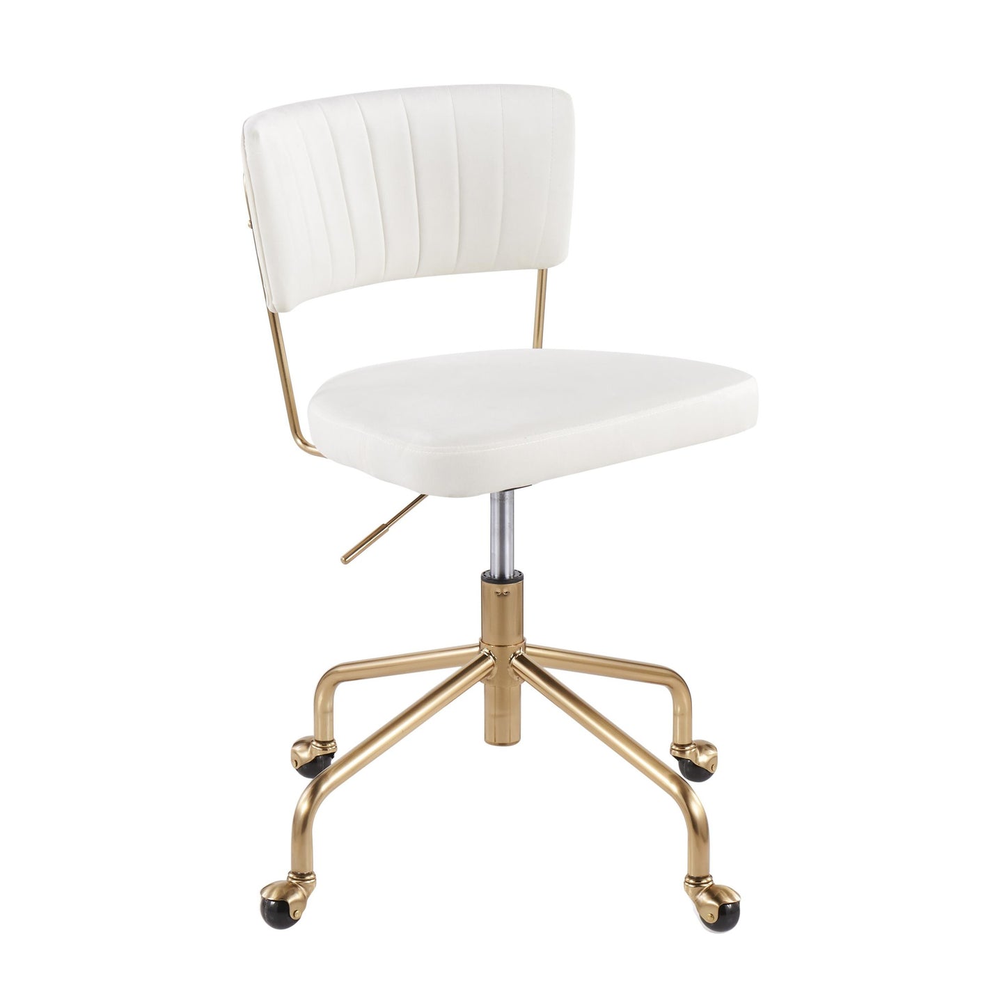 Tania Contemporary Task Chair in Gold Metal and Black Velvet