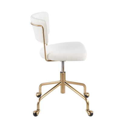Tania Contemporary Task Chair in Gold Metal and Black Velvet