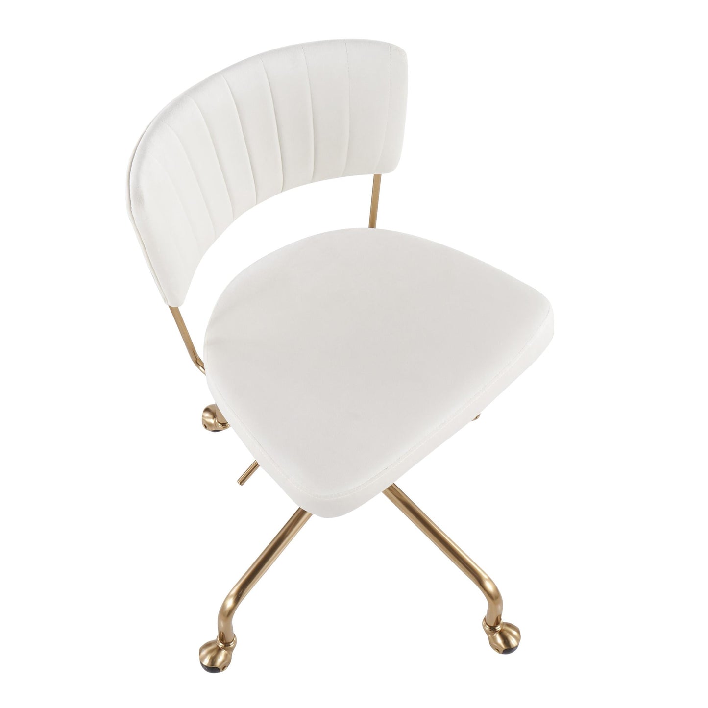 Tania Contemporary Task Chair in Gold Metal and Black Velvet
