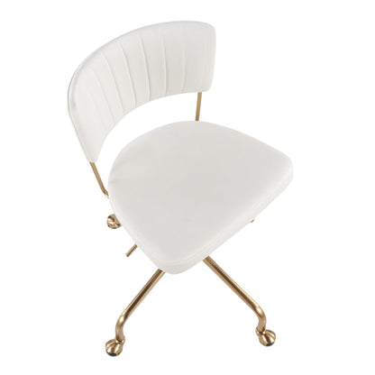 Tania Contemporary Task Chair in Gold Metal and Black Velvet