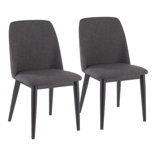Tintori Contemporary Dining Chair in Charcoal Fabric   - Set of 2