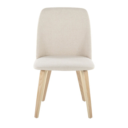 Toriano Contemporary Dining Chair in Black Wood and Camel Faux Leather by LumiSource - Set of 2