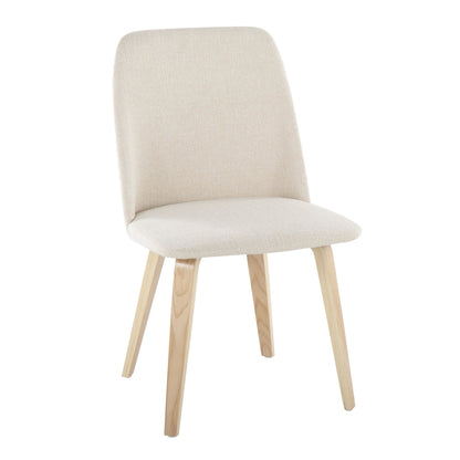 Toriano Contemporary Dining Chair in Black Wood and Camel Faux Leather by LumiSource - Set of 2
