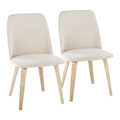 Toriano Contemporary Dining Chair in Black Wood and Camel Faux Leather by LumiSource - Set of 2