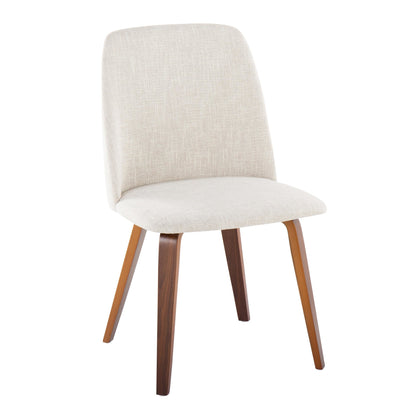 Toriano Contemporary Dining Chair in Black Wood and Camel Faux Leather by LumiSource - Set of 2