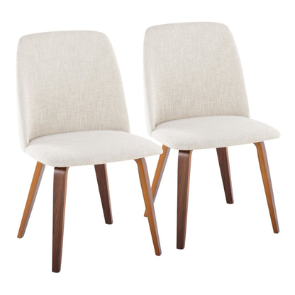 Toriano Contemporary Dining Chair in Black Wood and Camel Faux Leather by LumiSource - Set of 2