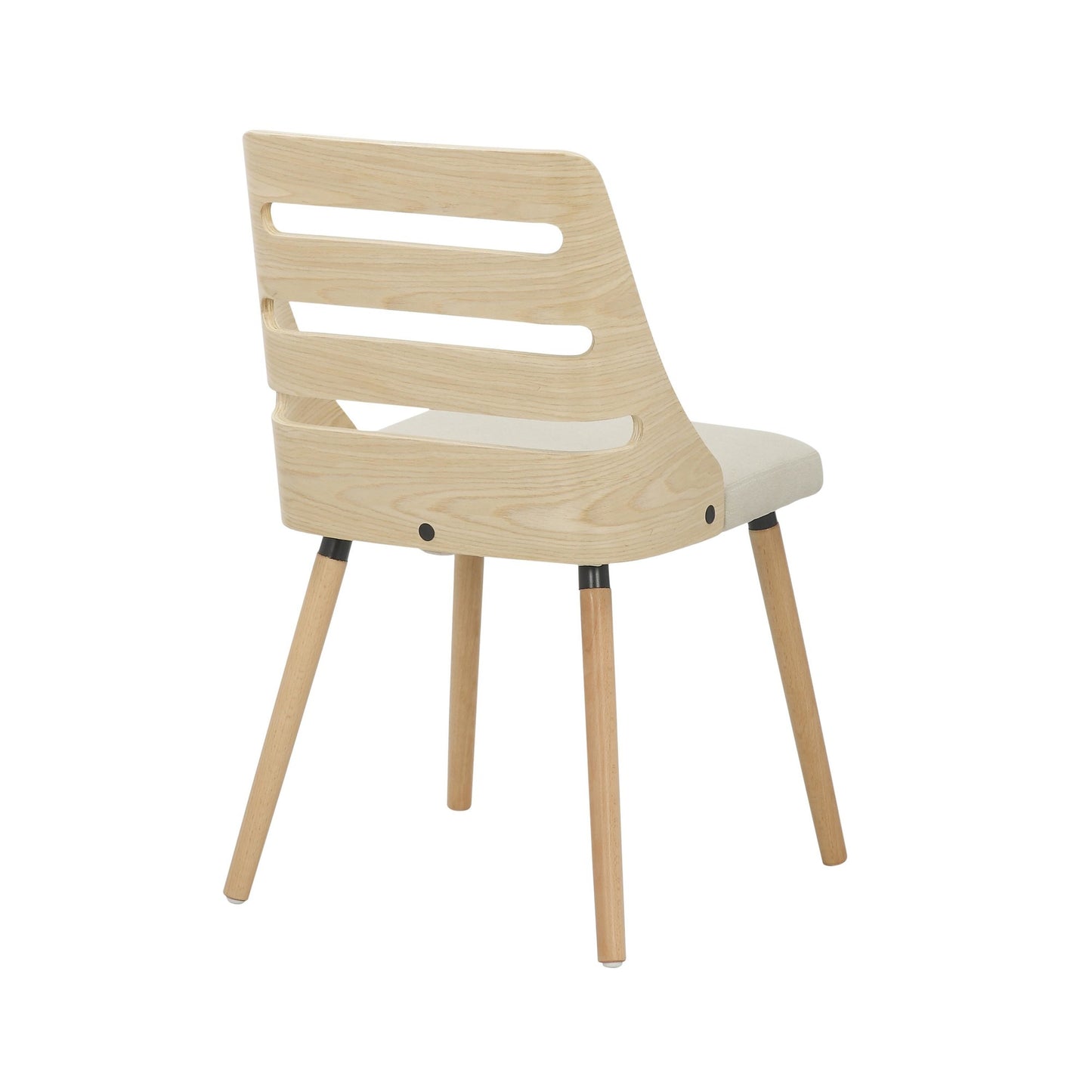 Trevi Mid-Century Modern Dining/accent Chair in Natural Wood with Cream Fabric