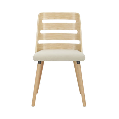 Trevi Mid-Century Modern Dining/accent Chair in Natural Wood with Cream Fabric