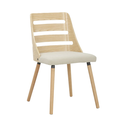 Trevi Mid-Century Modern Dining/accent Chair in Natural Wood with Cream Fabric