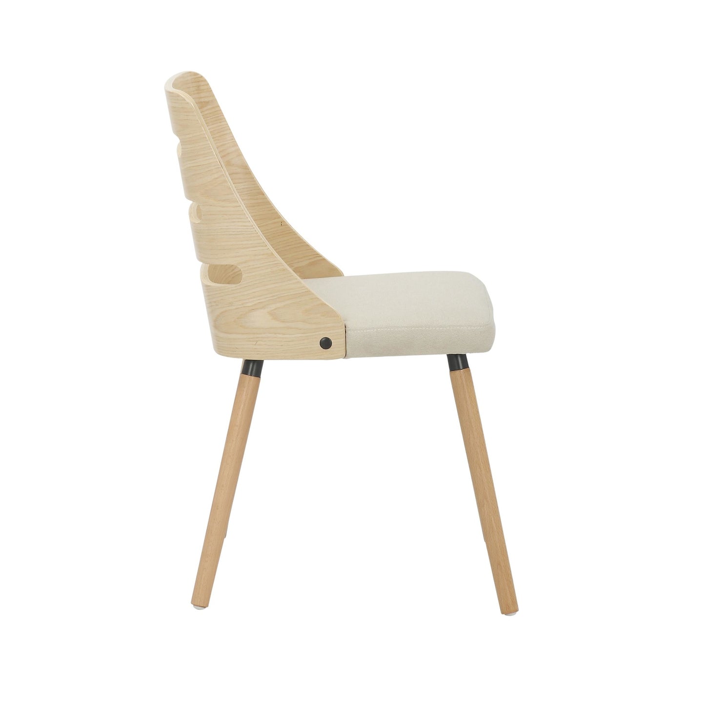 Trevi Mid-Century Modern Dining/accent Chair in Natural Wood with Cream Fabric