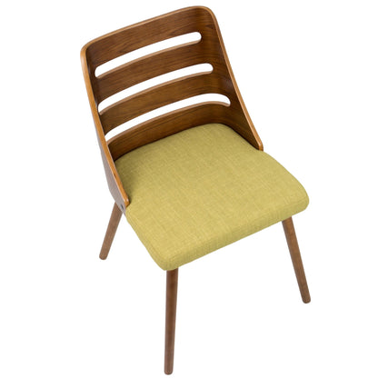 Trevi Mid-Century Modern Dining/accent Chair in Natural Wood with Cream Fabric